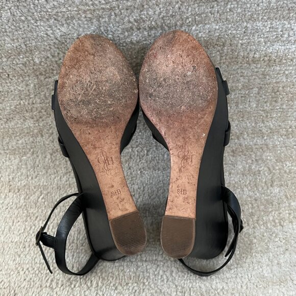 Cole Haan Melrose Black Leather Strappy Platform Wedge Heels Sandals Shoes 8.5 - Picture 7 of 11